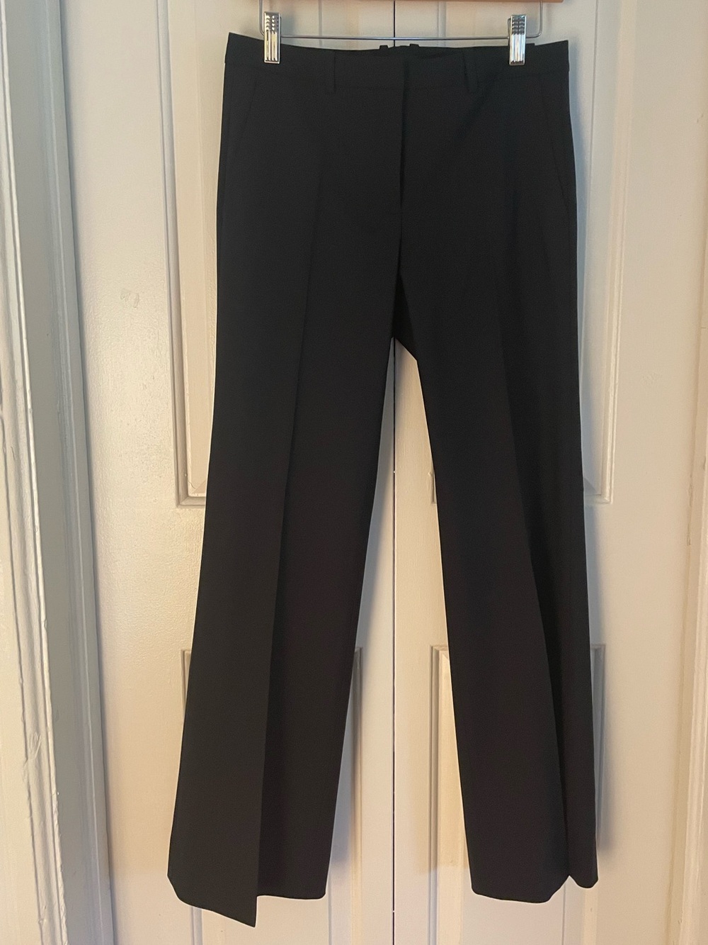Theory Black Stretch Wool Trousers 96% Virgin Wool Size 4